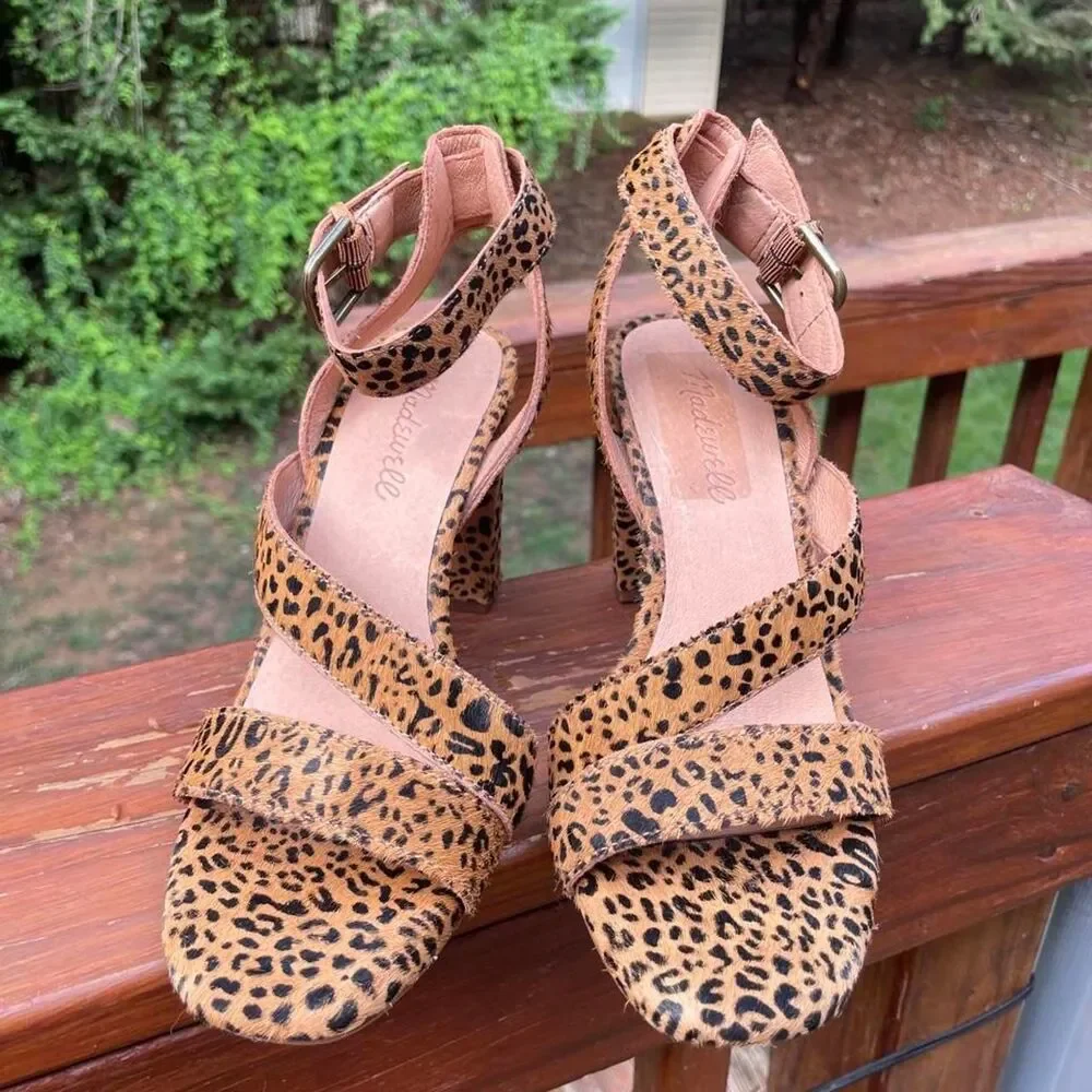 Madewell Women's 7 Brown Calf Hair Leopard Print Heels